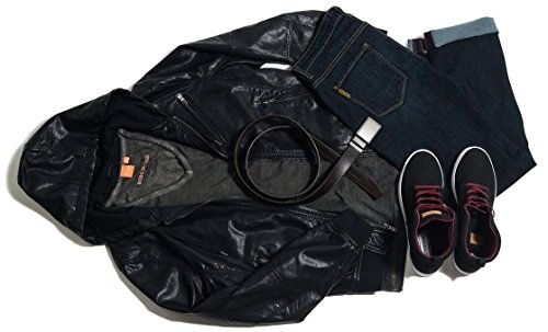 SlideBelts Men's Classic Belt with Premium Buckle (Grey Leather with Black Buckle, One Size)3