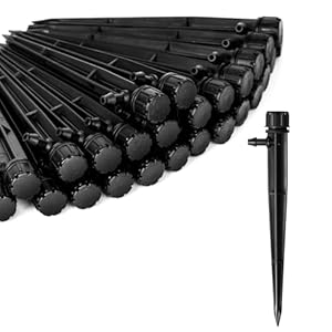 60 Piece of Drip Irrigation Emitters and Parts or Professional Irrigation Drippers and Drip Emitters or Sprinkler System Parts and Heads for 1/4 inch drip tubing