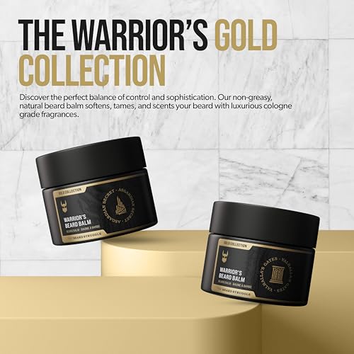The Beard Struggle Warrior’s Beard Balm - Gold Collection, Valhalla's Gates - Non-Greasy Low-Hold Formula, Luxurious Cologne-Grade Fragrances 100% Natural and Plant-Based Ingredients - 50g