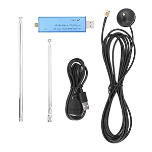 SDR-ontvangerset, software-gedefinieerde radio-ontvangerkit, DAB-FM-SDR-ontvanger met antenne en sokkel werkfrequentie…
