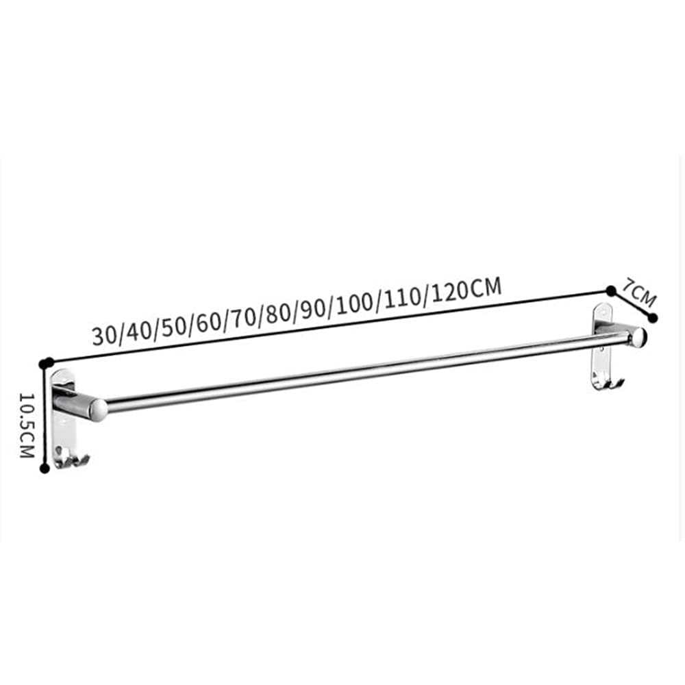 ISCBAFYX Toallero Toallero de baño de Acero Inoxidable para Montaje en Pared con Ganchos - Toallero sin taladrar para la bañera - Autoadhesivo - Rango de Medidas: 30-120 cm/60 cm