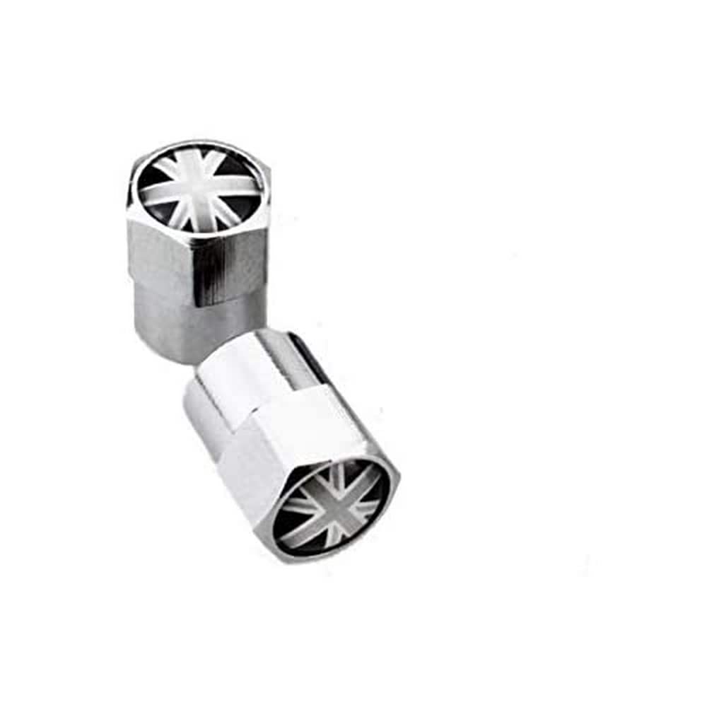 Aluminium Valve Inner Tube Caps for Brompton in Black Union Jack (Pair)