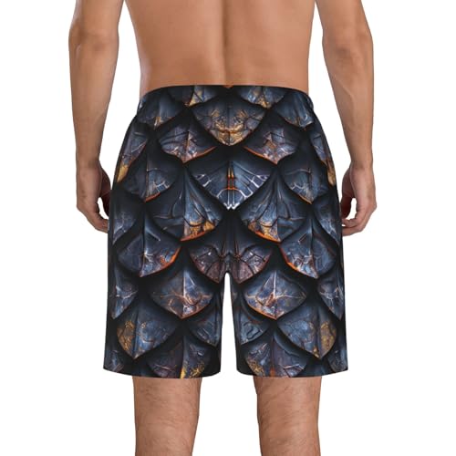 Men's Quick Dry Swim Shorts Dragon Scales Fantasy Style Dark Brown Black Beach Trunks with Pockets2