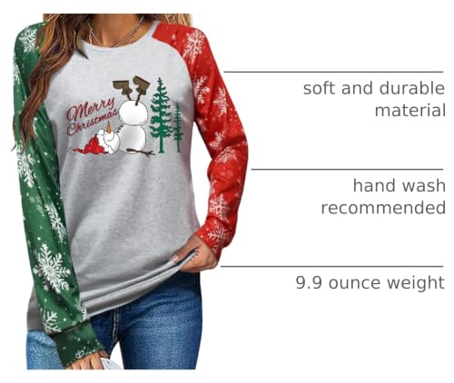 Christmas Shirts for Women:Tree Color Block Long Sleeve Xmas Tops - image 4