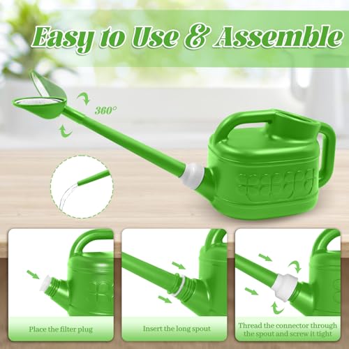 Image of 1 Gallon Watering Can, Garden Watering Can Outdoor, Plant Water Can with Removable Long Spout and Stainless Steel Sprinkler Head, Plastic Indoor Watering Cans for Gardening Flower Plants
