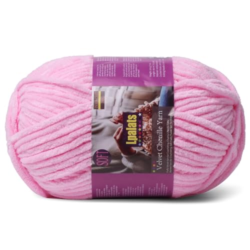 Image of Chunky Chenille Yarn for Crocheting, Pink Fluffy Blanket Yarn for Crochet