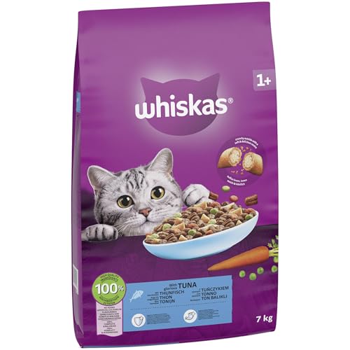 WHISKAS Trockenfutter für ausgewachsene Katzen 7kg mit Thunfisch