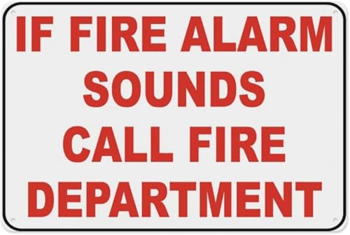 Fire Emergency Response Reminder Sign 8"x12", Alarm Call Protocol Vintage Metal Plaque, Building Wall Decor for Commercial Facilities, Schools and Public Venues
