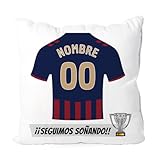 DEREGALOOS. Cojín Personalizado con Nombre y Número. Regalo Fútbol para Aficionados. Cojín Decorativo Estilo Camiseta. Fútbol Personalizado Segunda División (Eldense, 40x40CM)