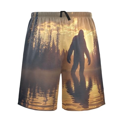 Sasquatch Dusk Men's Sleep Shorts Pajama Pants with Side Pockets Elastic Waistband Drawstring S