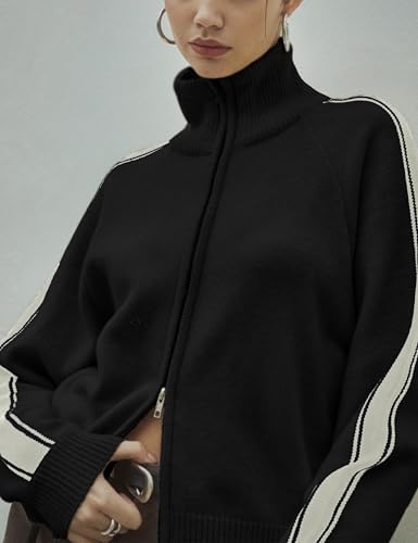 Image of Qiaomai Womens Cardigan Sweaters Zip Up Long Sleeve Knit Sweater Jacket Open Front Outerwear Coats