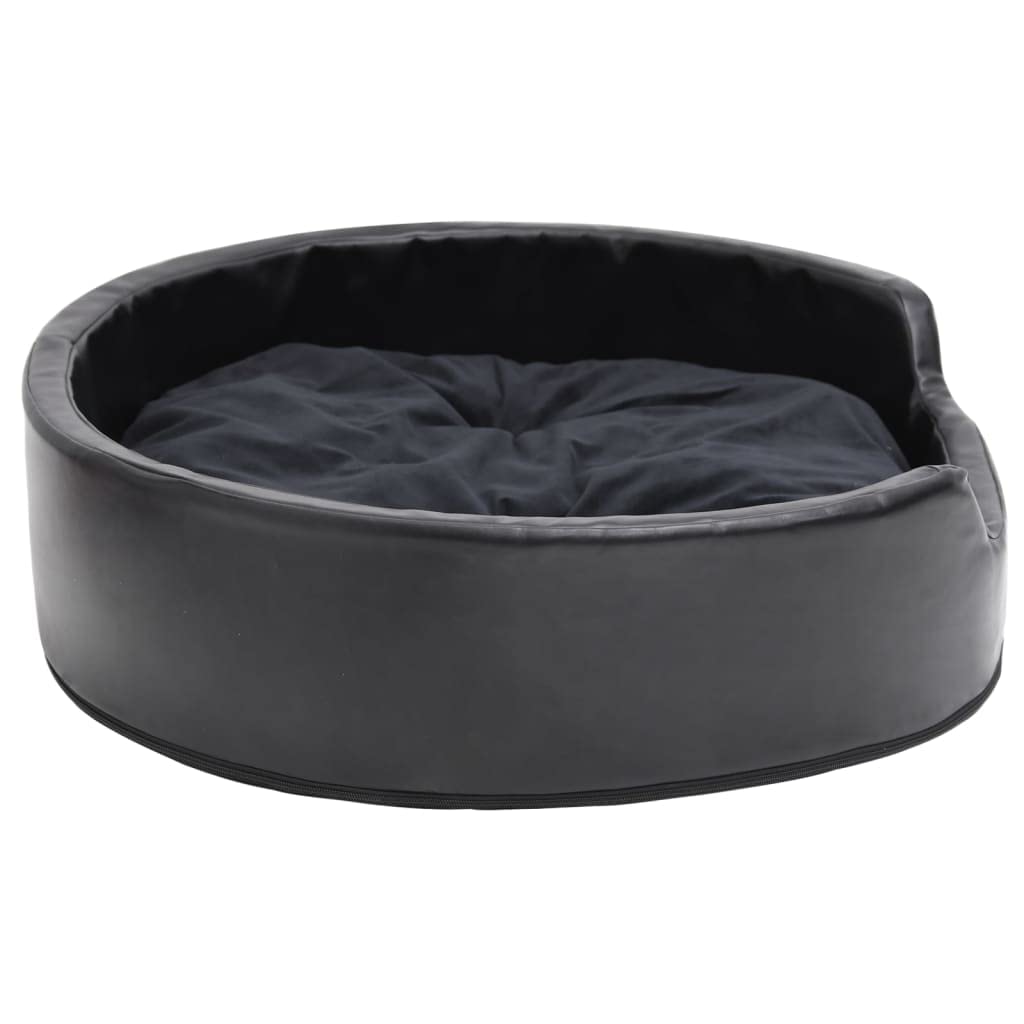 vidaXL Hundebett Schwarz 79x70x19cm Plüsch Kunstleder Hundesofa Hundekissen