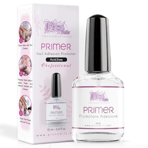 Pics Nails Primer Ongle Gel Uv 12ml de Haute Qualité Professionnel - Apprêt Promoteur d'adhésion, NON acide pour Gel Builder de couleur, Semi-permanent, Acrygel,...
