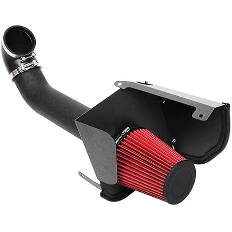 SUNROAD 4" Tube With Air Filter Replacement for GMC/Cadillac 2009-2014 V8 4.8L / 5.3L / 6.0L / 6.2L & 09-13 Chevy Silverado 1500, Black Cover