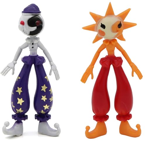 FNAF Sundrop and Moondrop Action Figures 2PCS 11CM Security Breach PVC Figure Collectible Model for Kids and Game Fans Gift (11-11.5CM)