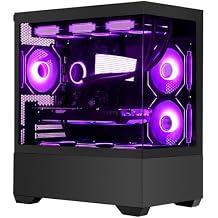 Ocean Park Gaming PC Desktop - AMD Ryzen 7 5700X 8-Core 3.4 GHz, RTX 5060 8GB, 32GB DDR4 RAM 3200MHz,1TB PCIe SSD, WiFi, 360mm ARGB AIO, 650W PSU, Win 11 Pro Tower Computer - Black