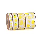 Meseey Lemon Satin Ribbon 40 Yards Yellow White Lime Green Fruit Printed Themed Decorative Ribbons f