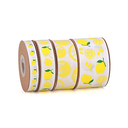 Meseey Lemon Satin Ribbon 40 Yards Yellow White Lime Green Fruit Printed Themed Decorative Ribbons For Gift Wrapping Diy Bows Bridal Shower Birthday Summer Party Decorations(Lemon) #TOP12
