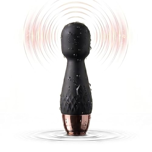 Image of KLEN Women Body Massager Machine for Personal Stress Relief Portable Electric Mini Handheld Waterproof Rechargeable Vibration Device with Soft Silicone Head for Daily Wellness Relaxation (Black)