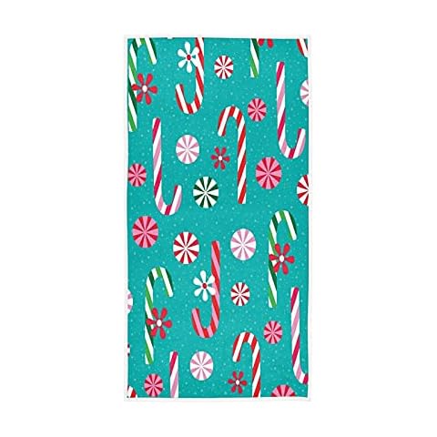 Colorful Christmas Candy Hand Towels Soft Quality Premium Washcloths Candy Cane Kitchen Dish Towels Bathroom Decor for Guest Hotel Spa Gym Sport 30 x 15 inches Cover