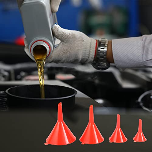 Dedc Oil Funnels, Gas Funnels, Plastic Funnel Set For Car, Automotive, Kitchen, Mini Small Large Red (4Pcs Gas Plastic Funnel) #TOP3