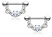 Pair of Opal Centered Filigree Drop Nipple Rings Barbell Barbells 316L Stainless Steel 14G - Sold as a Pair (Silver Tone)