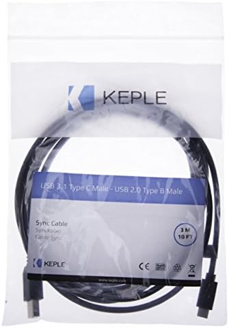 Keple Type C to USB B Printer Cable Cord for Epson Expression Home XP-235/332/335/432/442, EcoTank ET-4500, to Google Chromebook Pixel Lenovo Yoga 900 Dell XPS ASUS ZenBook Computer | 3m/10ft
