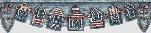 Blue Welcome Americana Wallpaper Border
