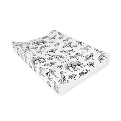 BEDEBYES Deluxe Anti Roll Wedge Baby Changing Mat Safari Animal Print Waterproof PVC with Curved Sides 69x45x9cm