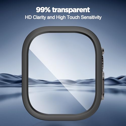 Image of XMUXI Compatible with Apple Watch Ultra 3 2 1 49mm Case Hard PC with 9H Tempered Glass Screen Protector, Full Protection Bumper Protective Cover for iWatch series 11 10 Case 42mm 46mm (Titanium,49mm)