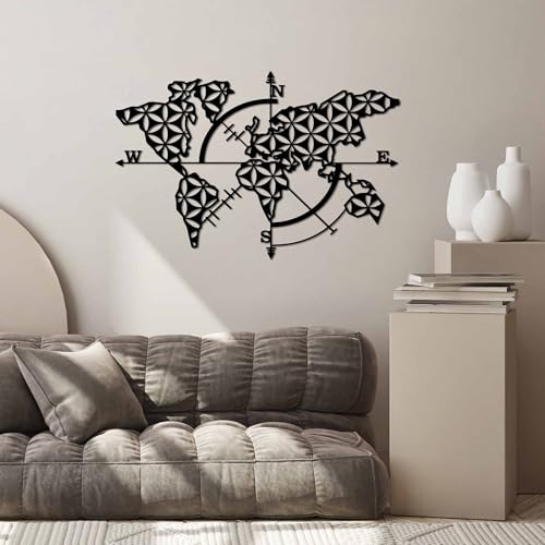Accessoire mural décoratif métal noir design moderne maison 74x49 - 4