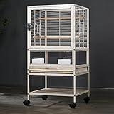 【Espace spacieux】La cage mesure 48,5 x 46 x 70,5 cm / 19 x 18 x 28 pouces ; 48,5 x 46 x 96 cm / 19 x 18 x 38 pouces. L'intérieur est équipé de jouets d'escalade et d'installations interactives for offrir un espace d'activité riche aux perroquets