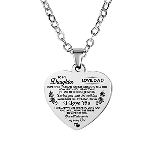 Jstud Inspiration Necklace Gifts for Daughter Son Christmas Birthday Gifts I Love You Heart Pendant Jewelry Necklace from Mom Dad