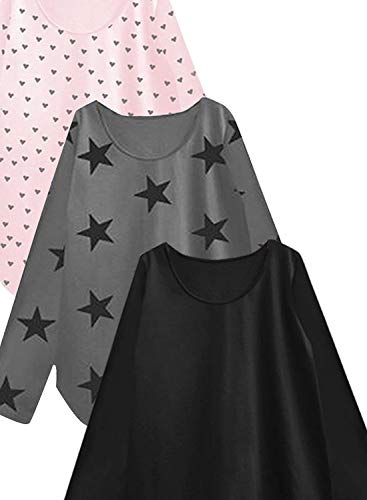 Image of A.T.U.N. (ALL THINGS UBER NICE) Womens Printed Cotton Long Sleeve Regular T-Shirt (Pack of 3)