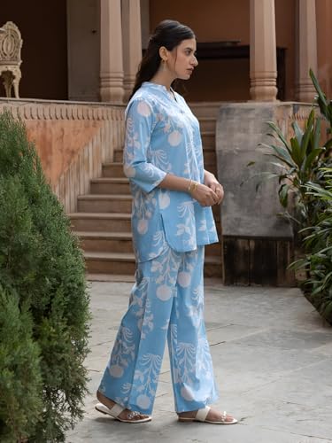 Image of Yashika Women's Cotton Blend Trendy Regular Fit Solid Printed Kurti with Stright Bottom |Kurti Set for Women