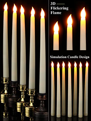 Image of Treela 24 Pcs Flameless Taper Candles Battery Operated ulkB Fake Candles Light LED Candle Sticks Flickering Tapered for Wedding Anniversary Holiday Decoration(Basic,11 Inch,Ivory)