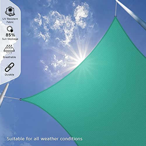 Image of HIPPO Shade Sail 9.5 Feet X 10 Feet Sun Shade 85% UV Block for Canopy Cover, Outdoor Patio, Garden, Pergola, Balcony Tent (Green)