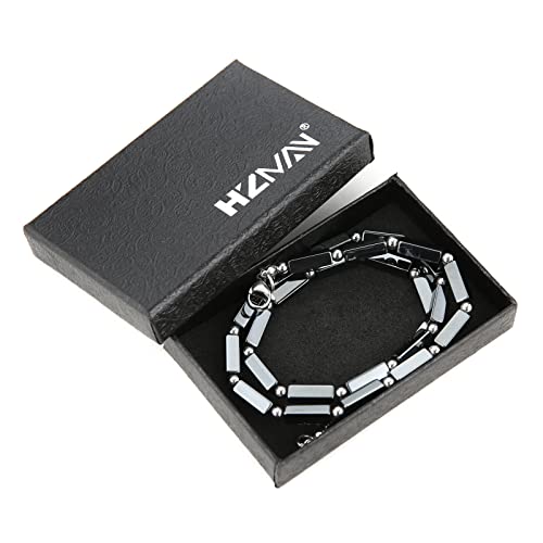 Hzman Hematite Healing Necklace For Women Men Therapy Relief Anxiety Rectangle Stone Yoga Necklace Beads Choker Necklaces Jewelry Gift #TOP5