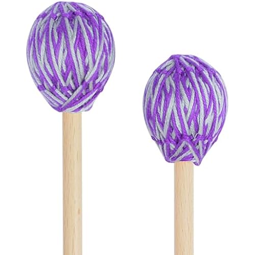 2-Pack Marimba Mallets Yarn Heads with Beech Wood Handle Purple