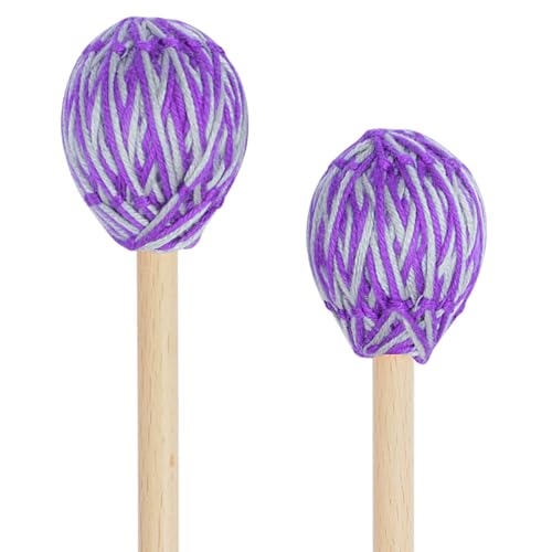 VANPHY Marimba Mallets (2-Pack) Yarn Heads with Beech Wood Handle Keyboard Percussion Accessories for Xylophone Glockenspiel Vibraphone Ideal for Beginners Students and Music Lovers Purple