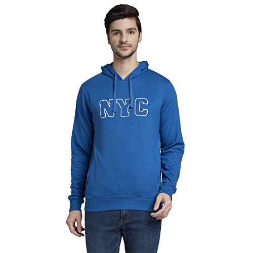 Image of Parx Solid Dark Blue Coloured Cotton Blend Sweatshirt (Size:-44)