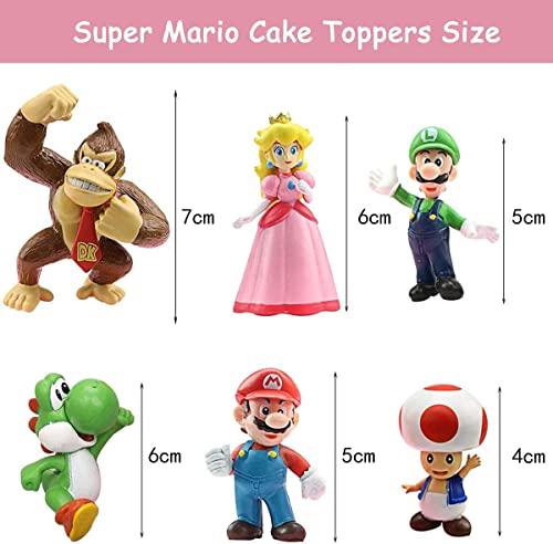 6 Pack Mario Movie Toys-(1.2-2.8 Inch) Mario Bros Action Figures Princess Peach Toy -Mario Toys For Boys 4-6 #TOP1