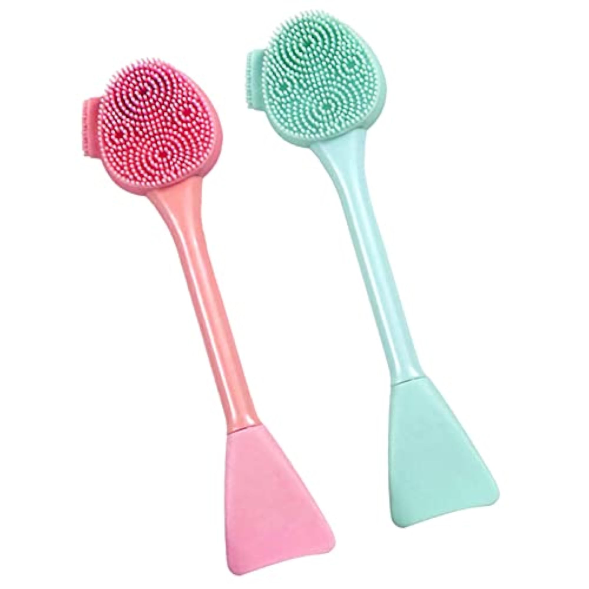 Silicone Face Wash Brush Double Ended All in One Handheld Soft Tools, Pink