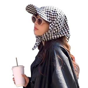 Hattba Karierter Visor Schwarz-Weiß Kopftuch Sonnenhut