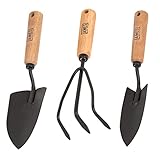 AMES 24454009 3-pc. Wood Grip Garden Tool Set with Hand Trowel, Transplanter & Cultivator