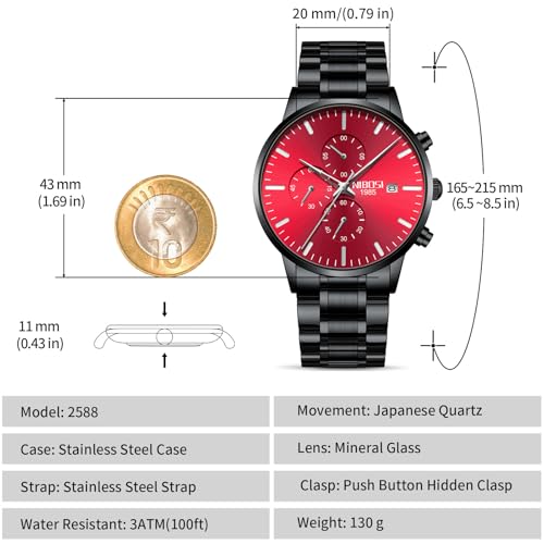 Image of NIBOSI Men's Watches Analog Minimalist Black Dial Watch for Man Business Chronograph Casual Watches Stainless Steel Strap Date