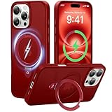 CASEKOO Designed for iPhone 14 Pro Max Case with Magnetic Invisible Stand [Military Drop Protection] [Compatible with MagSafe] Shockproof Slim Translucent Matte Promax Case 6.7 Inch, Red