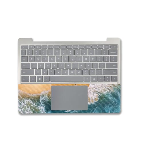 Image of MightySkins Carbon Fiber Skin Compatible with Microsoft Surface Laptop Go 3 (2023) Full Wrap Kit - Sea and Sand | Protective, Durable Textured Carbon Fiber Finish | Made in The USA