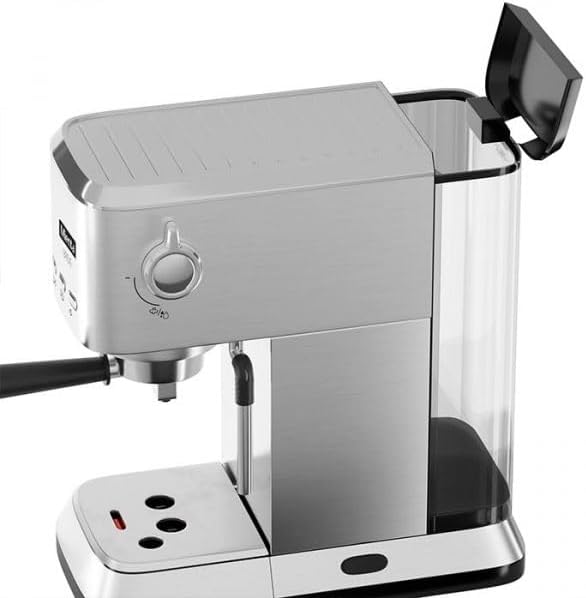 lateral view of the Mienta CM31916A Espresso Machine with water tank