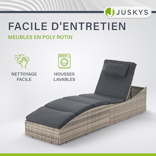 Chaise longue pliante Lamia polyrotin 160 kg Juskys